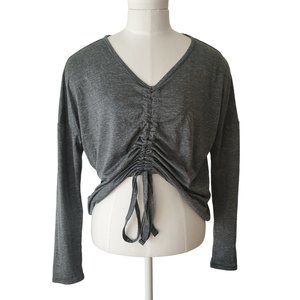 Zella green striped rouched athetic top long sleeve